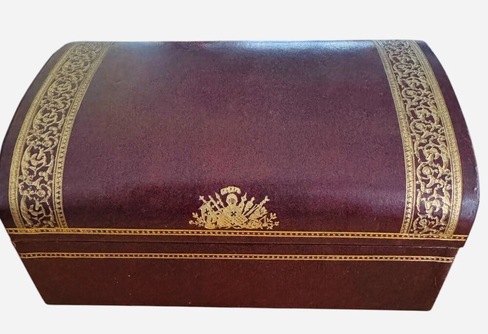 Vintage SWANK Designer Burgundy Faux Leather Jewelry Box Made in Sweden